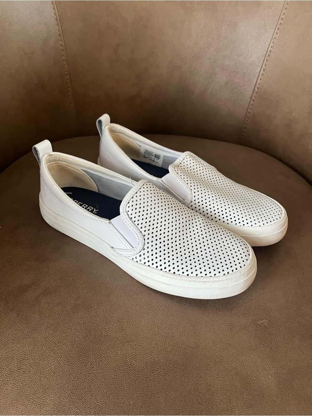 Sperry Women's White Perforated Slip-On Sneakers